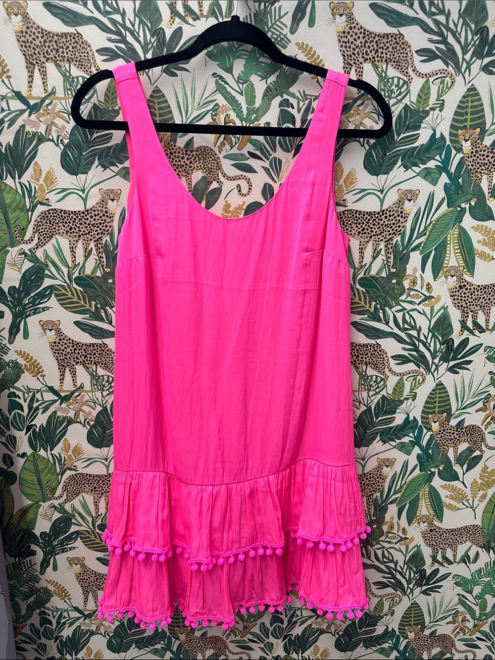 Lilly Pulitzer Hot Pink Tiered Pom-Pom Sundress